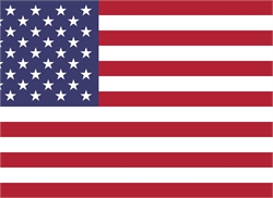 [ai] The flag of the United States, featuring thirteen horizontal red and white stripes and a blue field with fifty white stars arranged in nine rows.